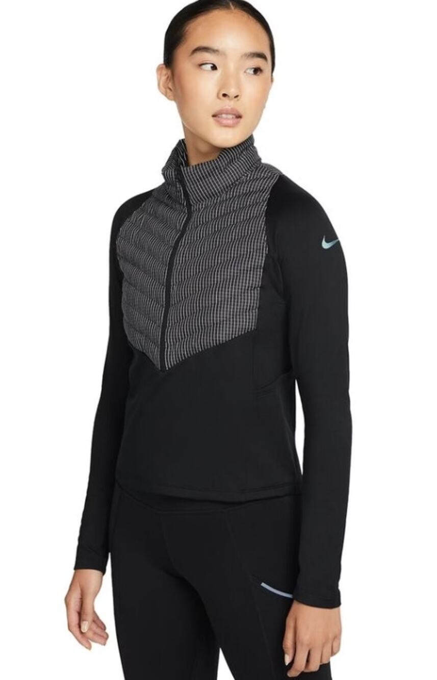 Nike Therma Fit Hybrid Jacket Black Atomic Half Zip Running Pullover Women's S